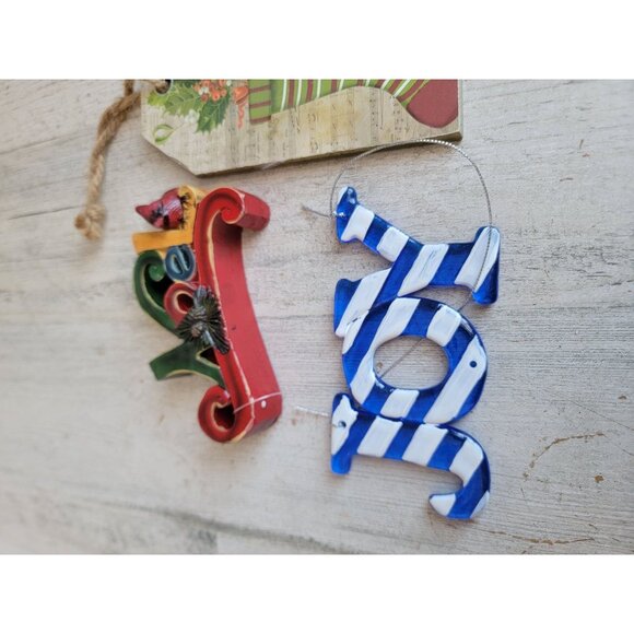 Holiday Noel joy snowflake ornament Xmas set - Picture 4 of 6